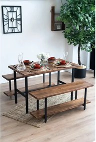 Masa+2 bancheta metal,lemn, Homs, 120 x 70 x 75 cm,seria A620, 30322