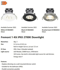 Spot incastrabil baie LED dimabil Fremont IP65 2700K argintiu