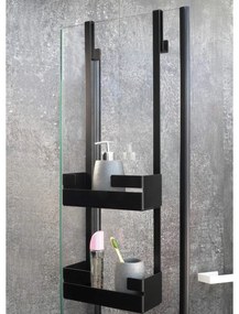 Etajera dubla cu agatatoare Deante Mokko negru 76x25 cm