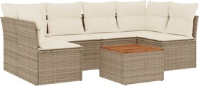 vidaXL Set canapele de grădină, 7 piese, cu perne, bej, poliratan