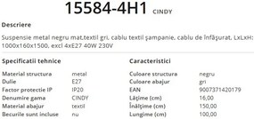 Lustra suspendata design modern CINDY 15584-4H1 GL