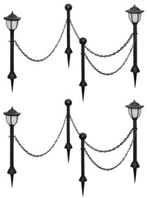 vidaXL Lămpi solare, 4 buc., cu gard de lanț și țăruși