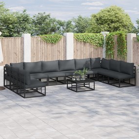 vidaXL Set de canapele pentru grădină 11 pcs Negru 70 x 70 x 32 cm