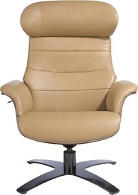 Fotoliu pivotant, functie relax, piele naturala si furnir de nuc George