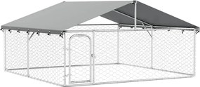 vidaXL Padoc pentru câini de exterior, cu acoperiș, 300x300x150 cm