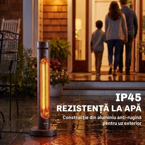 Outsunny Încălzitor Electric Oscilant cu Infraroșu, 2000 W, cu Telecomandă, Negru | Aosom Romania