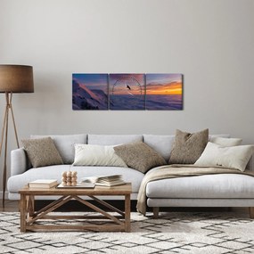 Tablou în apus de soare, Mont Blanc (cu ceas) (90x30 cm)
