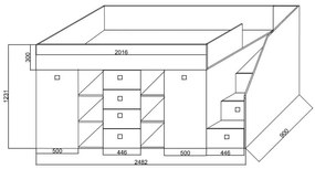 Pat pentru copii combinat 90 cm Kesa 3 (beton + alb mat) (S). 1085824