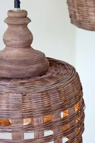 Lustra împletita manual din rattan si rachita, D31 cm