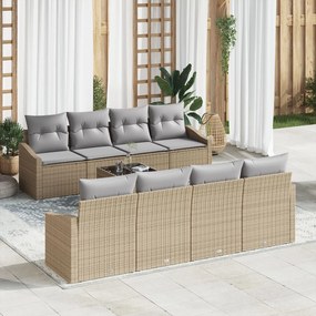 vidaXL Set de Canapea pentru Grădină de 9 piese cu perne Bej Ratan Poliester