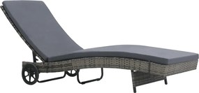 vidaXL Șezlong cu roți și pernă, antracit, poliratan
