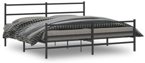 vidaXL Cadru pat metalic cu tăblii de cap/picioare , negru, 183x213 cm