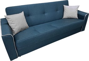 Canapea VERA extensibila, 3 locuri, lada de depozitare, stofa bleumarin + gri, 225x90x90 Bleumarin + Gri, Stofa