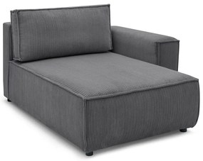 Modul pentru canapea gri închis cu tapițerie din catifea reiată (cu colț pe partea dreaptă) Nihad modular – Bobochic Paris