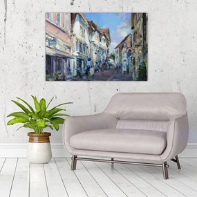 Tablou - Strada orașului vechi, pictură acrilică (90x60 cm)