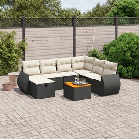 3265074 vidaXL Set mobilier de grădină cu perne, 8 piese, negru, poliratan