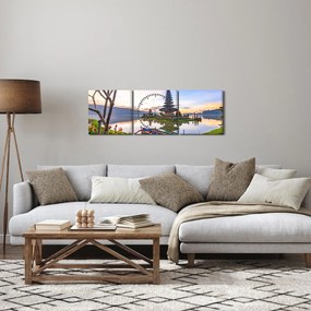 Tablou - Templul Pura Bratan (cu ceas) (90x30 cm)