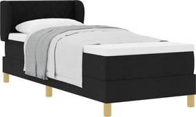 vidaXL Pat cu arcuri cu saltea cu headboard Negru 80 x 200 cm țesătură