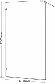 Paravan dus sticla walk-in 120x200 cm cu cadru metalic crom RONAL PUR 1200x2000 mm