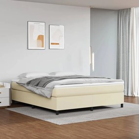 3121055 vidaXL Cadru de pat, crem, 160x200 cm, piele ecologică
