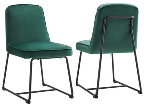Set de 2 scaune de sufragerie din catifea, scaun tapițat cu spătar pentru sufragerie/living, 46x45x81,5 cm, Verde