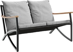 vidaXL Bancă de grădină cu perne, negru, 120 cm, oțel