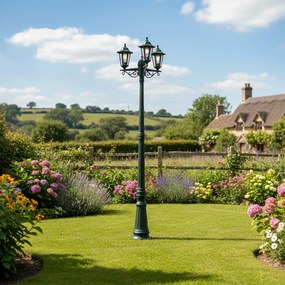 Felinar clasic de exterior verde închis 217cm 3 lumini IP44 - New Haven