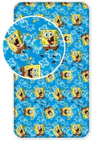 Cearceaf pentru copii albastru din bumbac cu elastic 90x200 cm Sponge Bob "Blue" – Jerry Fabrics