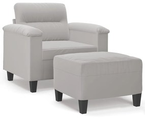 3153660 vidaXL Fotoliu canapea cu taburet, gri deschis, 60 cm, microfibră
