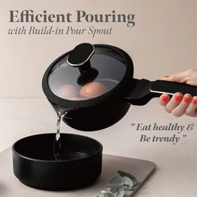 Set oale si tigai 15 piese Black Rose Berlinger Haus BH 8363, negre, înveliș antiaderent titan, compatibile inducție