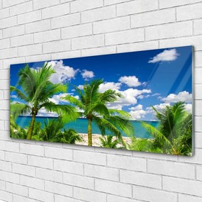 Tablou pe sticla Marea Palm Copaci Peisaj Verde Albastru