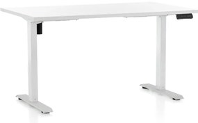 Masa inaltime reglabila OfficeTech B, 140 x 80 cm, bază albă, alb