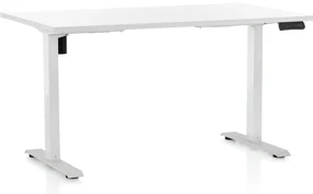 Masa inaltime reglabila OfficeTech B, 140 x 80 cm, bază albă, alb
