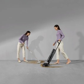 Aspirator vertical DREAME H12 Pro HHR25A, 300W, 0.7/0.9 l, 3 moduri, 35 min, Umed/uscat, Alerte vocale, LED, Uscare mop automată, Negru/gri