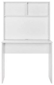 Birou Adore White cu biblioteca, Alb,  90x148x52 cm