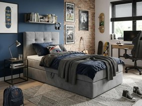 Pat tapițat boxspring DIRELIS TRINITY 90x200 cm gri Saltea: Saltea cu arcuri Bonell
