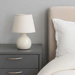 Lampa de masa ceramica si abajur bej Ingrid