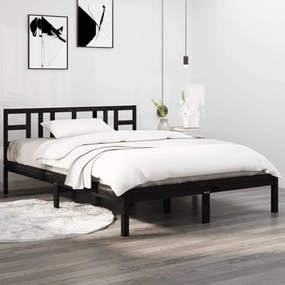 3105389 vidaXL Cadru de pat, negru, 140x190 cm, lemn masiv