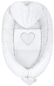 New Baby Cuib de lux cu pernă și pătură din MinkyHeart, alb