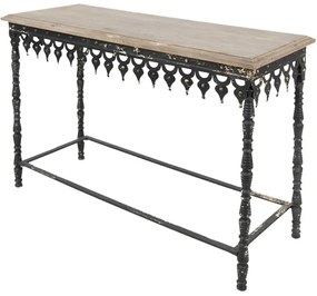 Consolă vintage, din lemn și fier forjat, finisaj negru antichizat, Cézanne