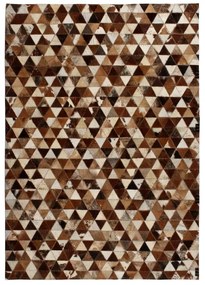 vidaXL Covor piele naturală, mozaic, 120x170 cm triunghiuri maro/alb