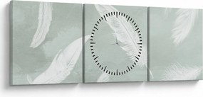 Tablou - Pene albe (cu ceas) (90x30 cm)