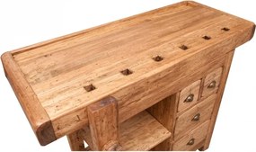 Banc de tamplar, L116 63 H90 cm, 4 sertare, natur, lemn masiv