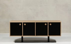 Comodă lemn masiv Buttons, 160 × 45 × 66 cm