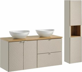 Set mobilier baie 120 cm 6 piese Comad Viva stejar Coast Evoke si bej cașmir mat