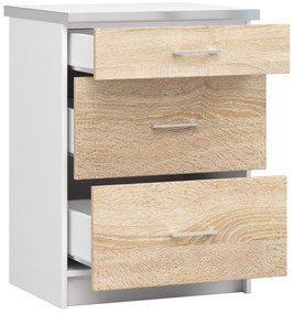 Dulap inferior de bucătărie Lula s60 sz3 (Alb mat + stejar sonoma). 1068767