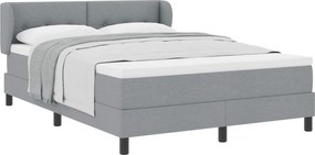 vidaXL Pat cu arcuri cu saltea Gri deschis 140 x 190 cm țesătură