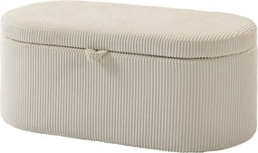 HOMCOM Ottomană de depozitare, tapițerie din cord cu șezut căptușit, bancă la capătul patului, 105 x 51 x 49 cm, Bej | Aosom Romania