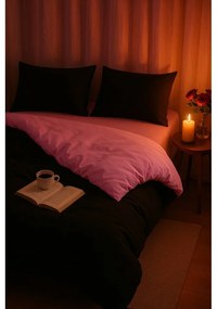 Lenjerie de pat neagră-roz pentru pat de o persoană, extinsă cu cearceaf inclus, cu 3 piese 160x220 cm Classic – Mila Home