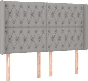 vidaXL Tăblie de pat cu aripioare gri deschis 163x16x118/128 cm textil